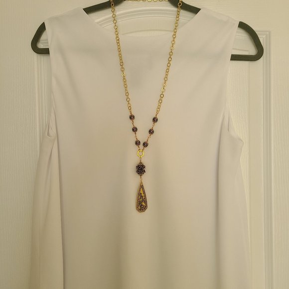 Purple Flower Dangle Necklace - Picture 2 of 4